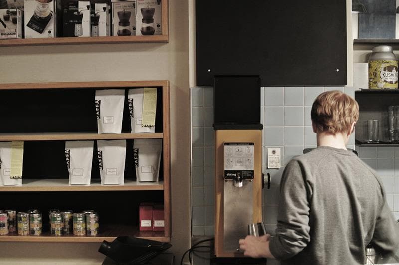 Barista making coffee.